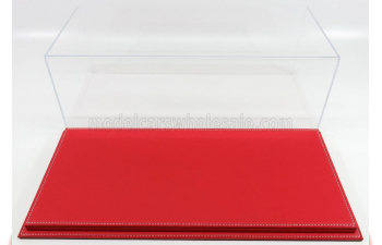 VETRINA DISPLAY BOX Molhouse Base In Pelle Rossa - Leather Base Red - Lungh.lenght Cm 51 X Largh.width Cm 24 X Alt.height Cm 19 (altezza Interna 15.3 Cm), Plastic Display