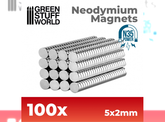 Неодимовые магниты 5 x 2 мм (100 шт.) (N35) / Neodymium Magnets 5x2mm - 100 units (N35)