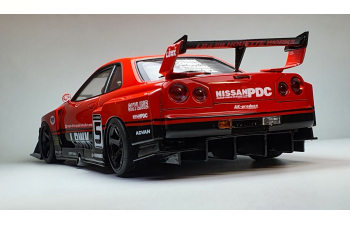 LIBERTY WALK Nissan Skyline GT-R BNR34 wDecal red black, wheels tyres