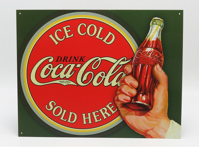 ACCESSORIES Metal Plate - Coca-cola Ice Cold Bullseye, Green Red