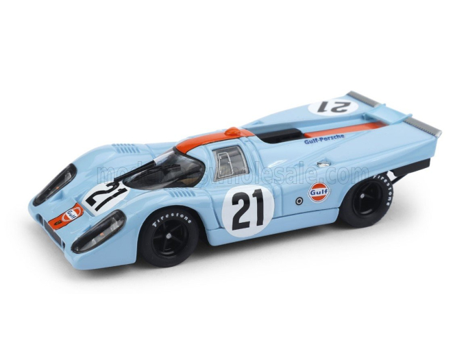 PORSCHE 917k 4.9l Team John Wyer Automotive Engineering №21 24h Le Mans (1970) Pedro Rodriguez - Leo Kinnunen, Light Blue Orange