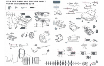 Набор для доработки Ferrari 360 Spider Detail-up Set для моделей T（PE+Resin）