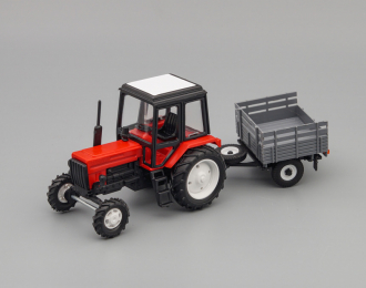 Трактор МТЗ-82 с прицепом Фермер, красный / черный / серый