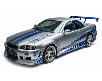 NISSAN Skyline GT-R (BNR34) Brian's skyline GT-R Coupe (1999) - Paul Walker - Fast & Furious - silver blue