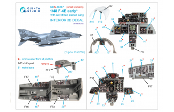 3D Декаль интерьера кабины F-4E early с установленным предкрылком крыла (Meng) (Small version)