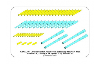 Armament for japaneese battleship MIKASA 305mm x4, 152mm x14, 76mm x20, 37mm x12