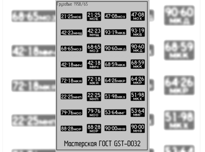 Набор декалей Номерные знаки для грузовиков (1958/65) Вариант 2