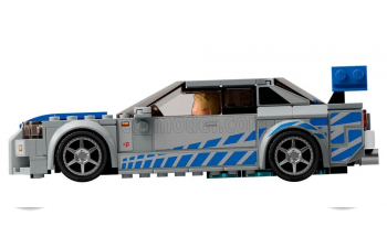 NISSAN Lego Speed Champion - Skyline Gt-r (r34) 1999 - Brian O'conner - Fast & Furious Ii (2003) - 319 Pezzi - 319 Pieces, Silver Blue