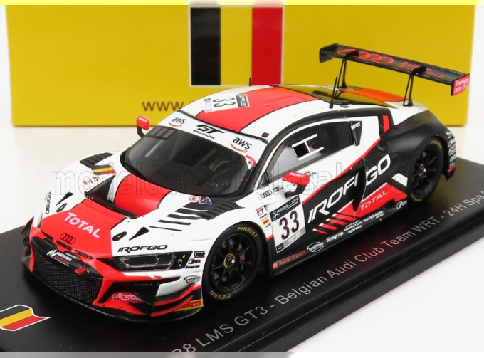 AUDI R8 Lms Gt3 Team Belgian Audi Club Wrt N33 24h Spa (2020) R.Breukers - S.Hall - B.Goethe, White Orange Black