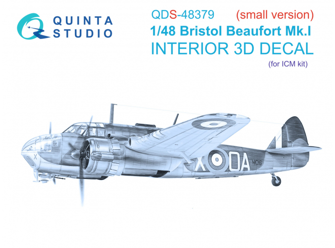 3D Декаль интерьера кабины Bristol Beaufort Mk.I (ICM) (Малая версия)