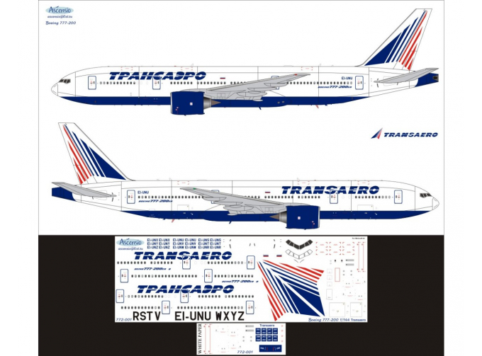 Декаль на самолет Boeing 777-200 Трансаэро