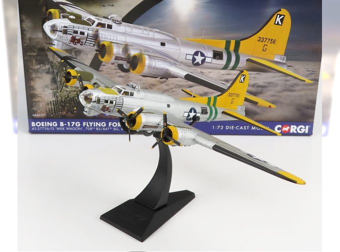 BOEING B-17g Flying Fortress Milk Wagon Airplane (1944), Silver Yellow Green