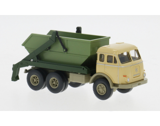 HENSCHEL грузовик с подвижным контейнером (1955), бежевый/оливковый