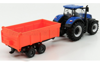 NEW HOLLAND T7.315 Tractor + Tipping Trailer, Blue Red