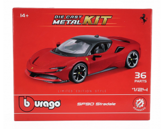 Сборная модель FERRARI Sf90 Stradale Hybrid 1000hp (2019) -36 Pcs, Red Black
