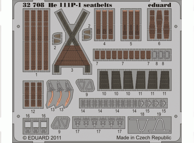 Фототравление привязные ремни He 111 seatbelts