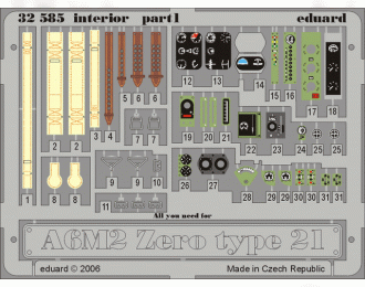 Цветное Фототравление для A6M2 Zero type 21 interior