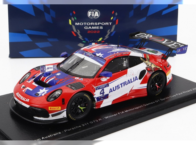 PORSCHE 991 911 Gt3 R Team Australia N4 Winner Fia Motorsport Games Gt Sprint Cup Paul Richard (2022) M.Campbell, Red White