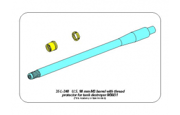 U.S 90 mm M3 barrel with thread protector for tank destroyer M36B1