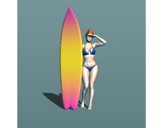 Фигурка Девушка серфер 4, окрашенная
