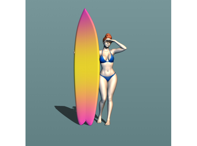 Фигурка Девушка серфер 4, окрашенная