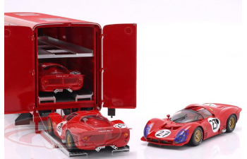 OM FIAT 150 Rolfo Scuderia Ferrari Race Car Transporter of the 70s  (1967), red