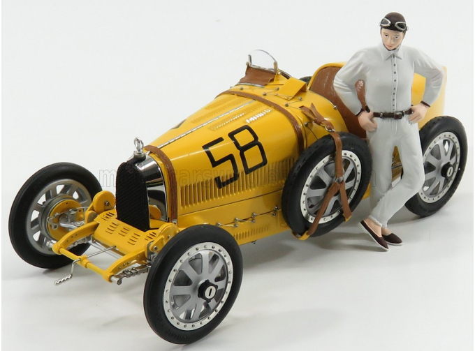 BUGATTI T35 №58 With Driver Figure (1924), Yellow