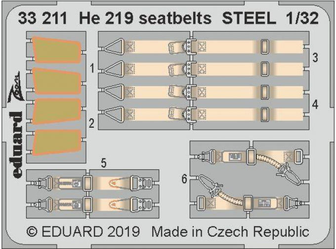 Фототравление для He 219 стальные ремни