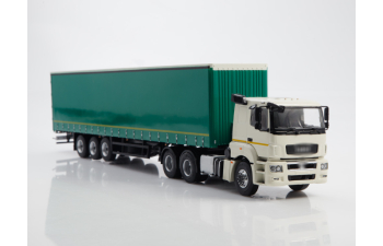 Камский грузовик 65206 с полуприцепом НЕФАЗ-93352, белый / зеленый