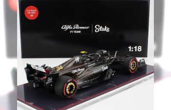 ALFA ROMEO F1 C43 Team Stake N 24 Las Vegas Usa Gp (2023) Guanyu Zhou - Con Vetrina - With Showcase, Black Brown