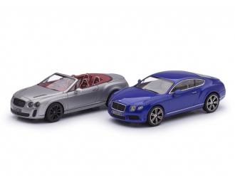 Набор из 2х Bentley Continental GT V8 2011 синий металлик и Continental Supersports Cabriolet 2010 матовый серебристый