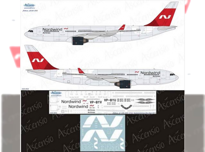 Декаль на самолет Airbus A321 Nordwind Airlines (New colors 2017)