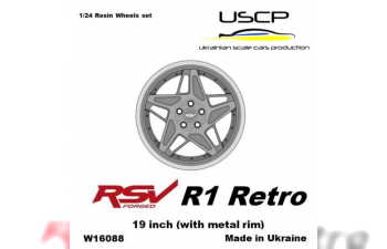 Комплект колес (19 дюймов) RSV R1 Retro (metal rim) с резиной Tamiya Aoshima Hasegawa