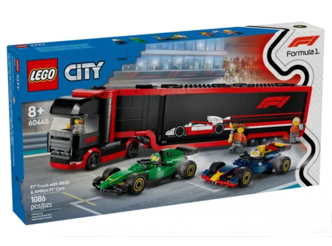 Сборная модель Lego City - F1 Truck Car Transporter Red Bull Rb20 + Aston Martin Amr24 Cars 2024 - 1086 Pezzi - 1086 Pcs, Various
