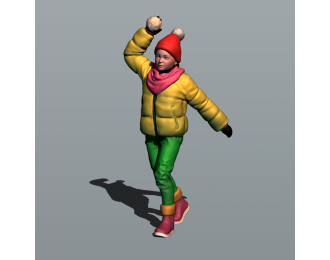 Фигура Девочка играет в снежки (масштаб 1:24), окрашенная