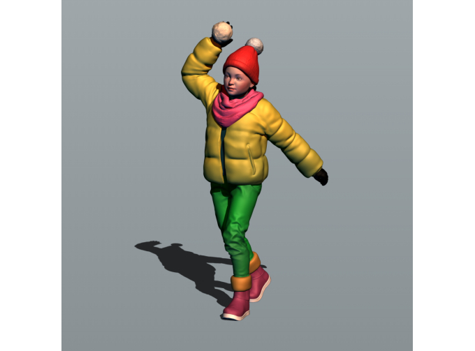 Фигура Девочка играет в снежки (масштаб 1:24), окрашенная