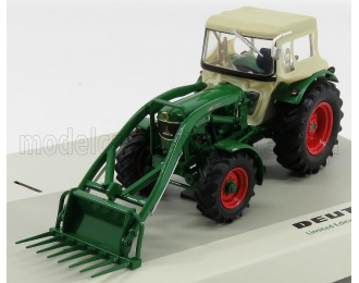 DEUTZ D6005 4wd Tractor Closed With Front Loader (1965), Green Beige