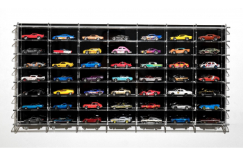 VETRINA DISPLAY BOX Espositore - For 49 Cars 1/64 Lungh.lenght Cm 78.0 X Largh.width Cm 8.0 X Alt.height Cm 38.0 (altezza Utile Tra I Ripiani Cm 4.5 Inner Height Among Shelves), Plastic Display