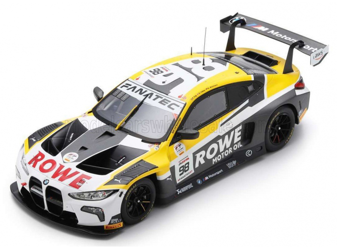 BMW 4-series M4 Gt3 Team Rowe Racing №98 Winner 24h Spa (2023) Philipp Eng - Marco Wittmann - Nick Yelloly, White Grey Yellow