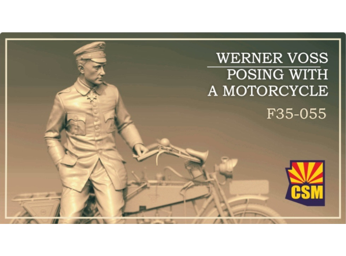Сборная модель фигура Вернер Фосс позирует с мотоциклом