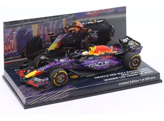 RED BULL F1 Rb19 Team Oracle Red Bull Racing №1 World Champion Winner Las Vegas Usa Gp (2023) Max Verstappen, Purple Yellow Red