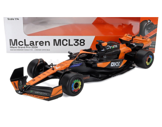 McLAREN F1 Mcl38 Team Mclaren №4 Winner Miami Gp (2024) First F1 Victory Lando Norris, Orange Black