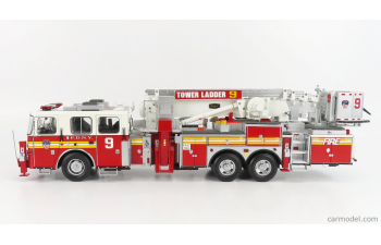 SEAGRAVE Truck Tower Ladder 9 Scala Fire Dept. City Of New York - Vigili Del Fuoco - Fire Engine - 55cm, Red White