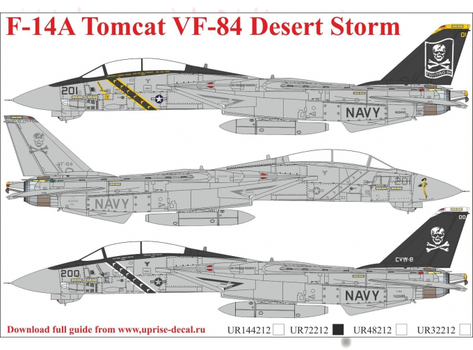 Декаль F-14A Tomcat VF-84 Desert Storm, FFA (удаляемая лаковая подложка)