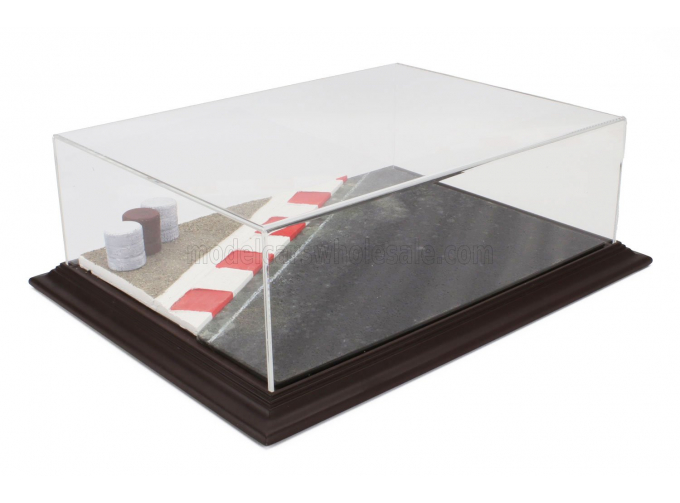 VETRINA DISPLAY BOX Diorama Base Pista - Racetrack Base - Lungh.lenght Cm 42.5 X Largh.width Cm 31.3 X Alt.height Cm 12.5 (altezza Interna Cm 11.3), Various