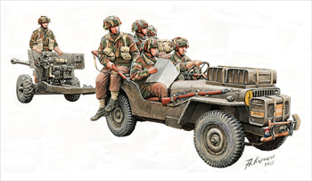 Сборная модель British 6 Pdr Anti-Tank Gun (Airborne) With 1/4 Ton Truck & Crew