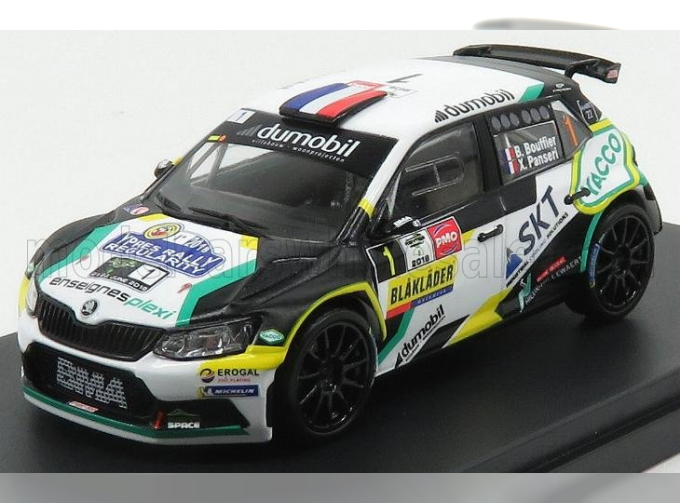 SKODA Fabia R5 N 1 Rally Ypres (2018) B.Bouffier - X.Panseri, White Black Green