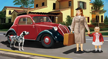 Сборная модель Italian Light Civilian Car (Hard Top) w/Lady & Girl & Dog