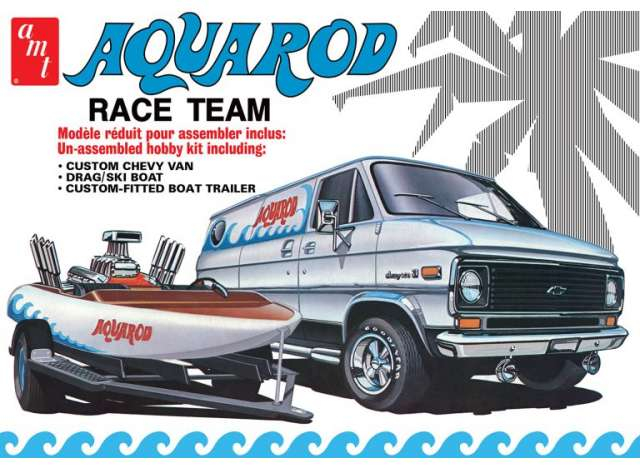 Сборная модель Aqua Rod Race Team 1975 Chevy Van, Race Boat & Trailer, plastic modelkit