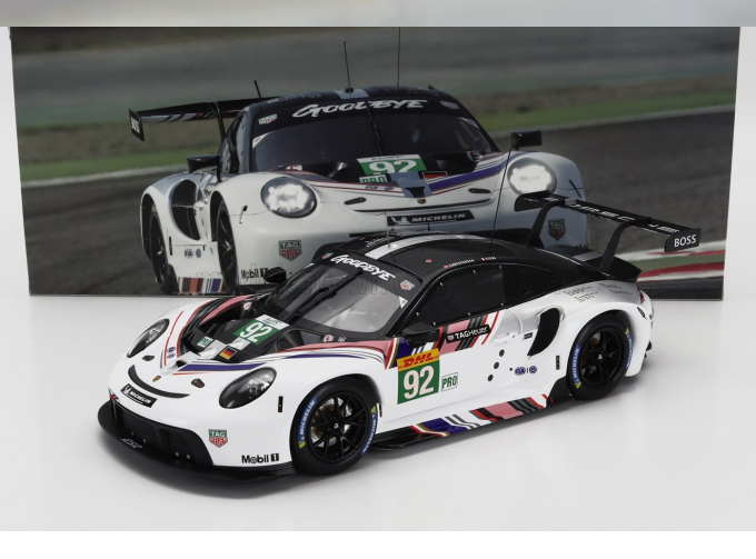 PORSCHE 911 Rsr-19 Goodbye Team Porsche Gt №92 Last Race Wec 8h Bahrain (2022) Kevin Estre - Michael Christensen, White Black